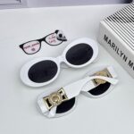 عینک افتابی عینک ورساچه عینک بیضی سفید عینک افتابی زنانه